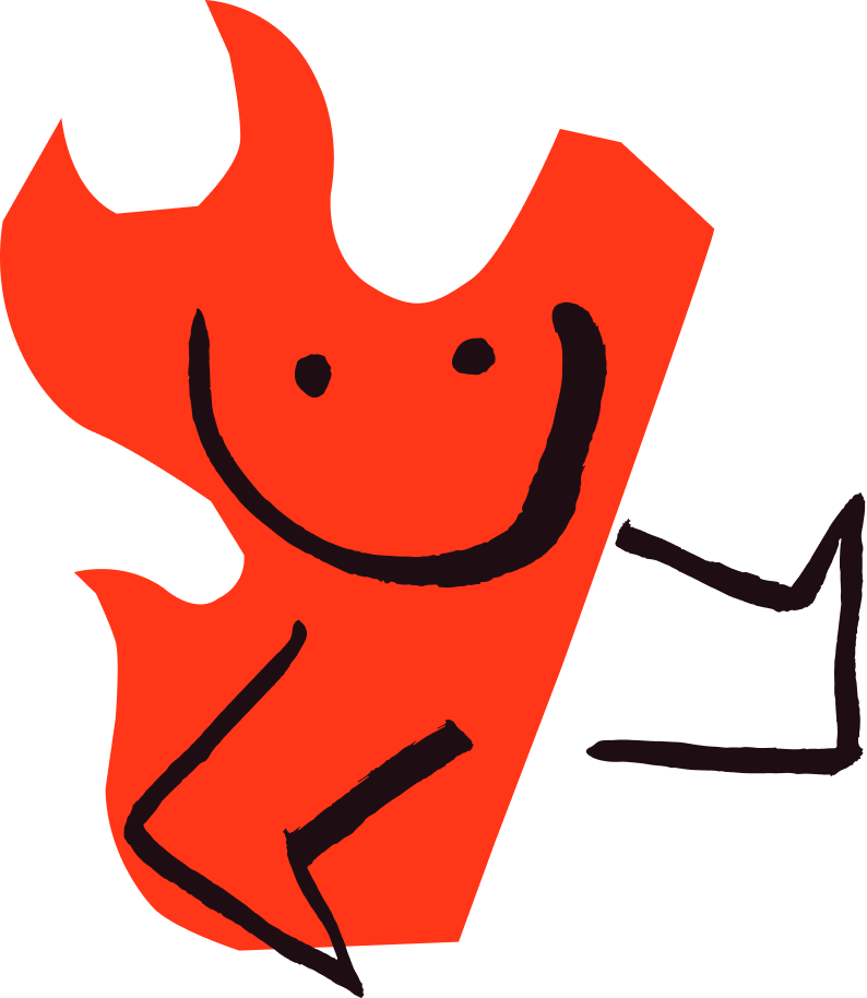 Bonfire mascot walking